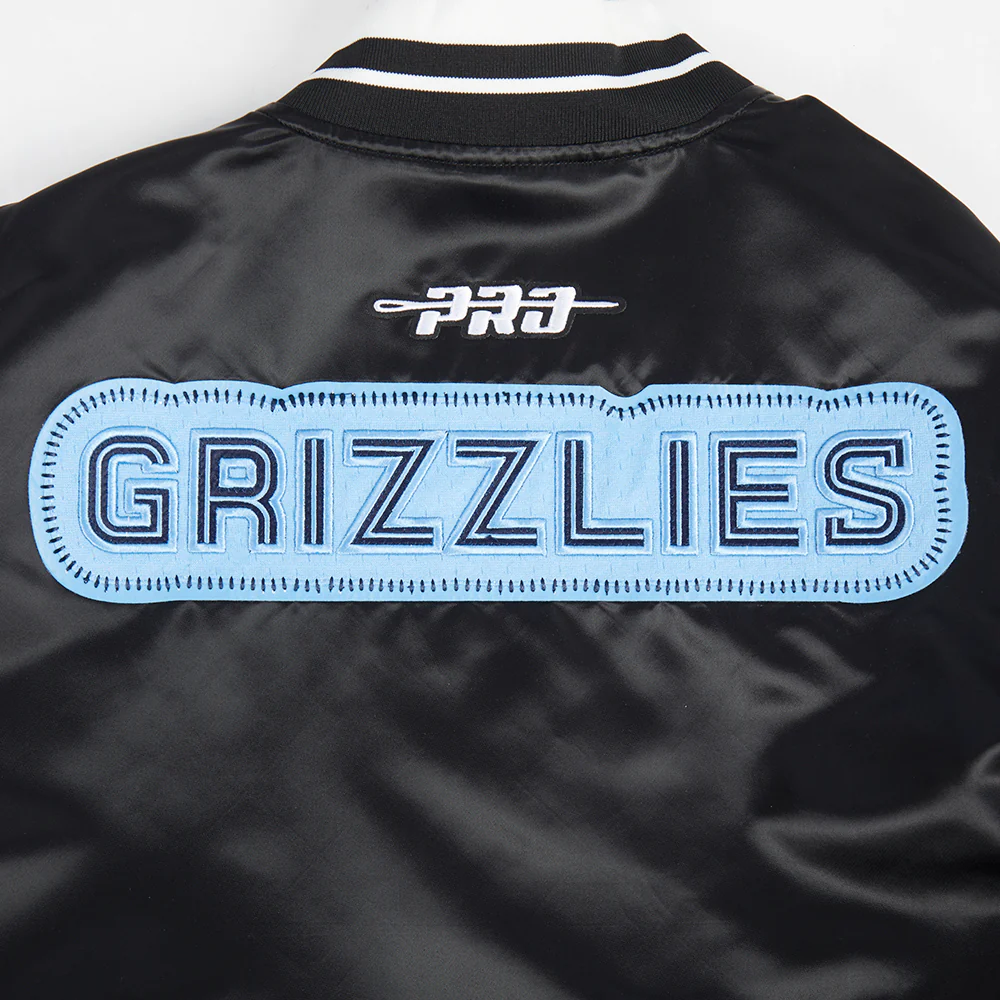 NBA MEMPHIS GRIZZLIES DIY PICK STITCH MEN'S RIB SATIN JACKET (BLACK) - Image 9