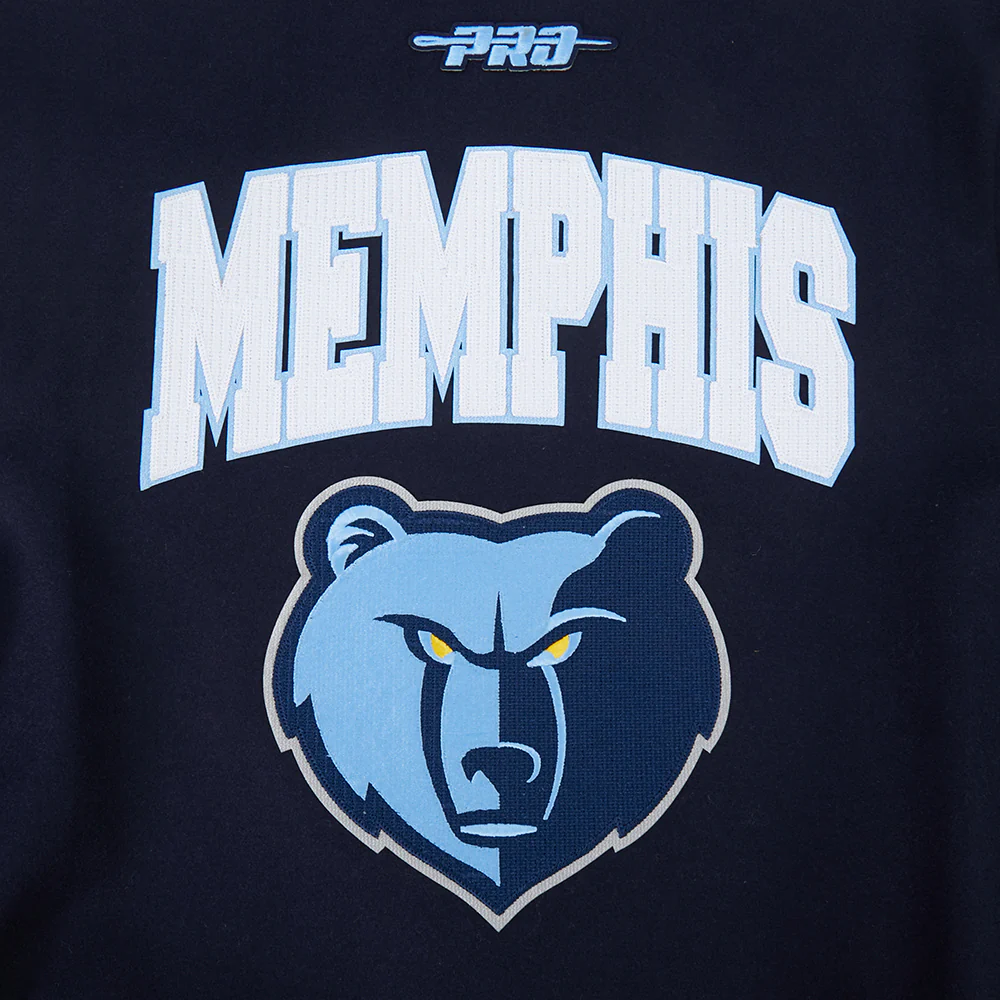 NBA MEMPHIS GRIZZLIES CITY ARCH MEN'S WOOL VARSITY JACKET (MIDNIGHT NAVY/WHITE) - Image 7
