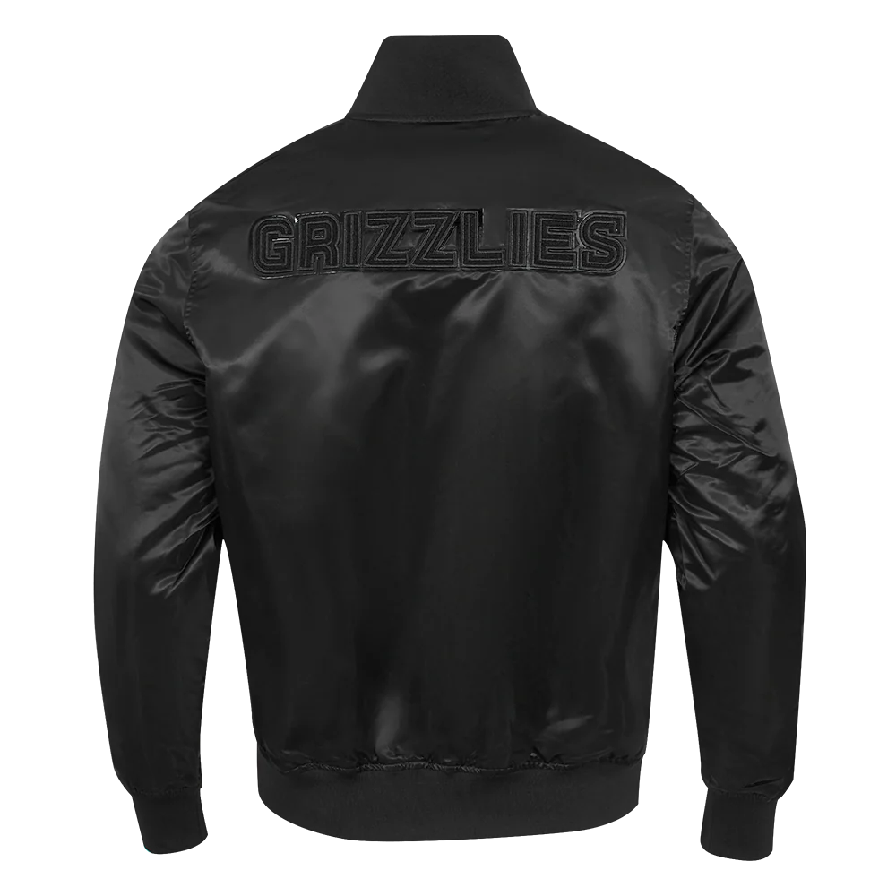 NBA MEMPHIS GRIZZLIES TRIPLE BLACK MEN'S SATIN JACKET (TRIPLE BLACK) - Image 3