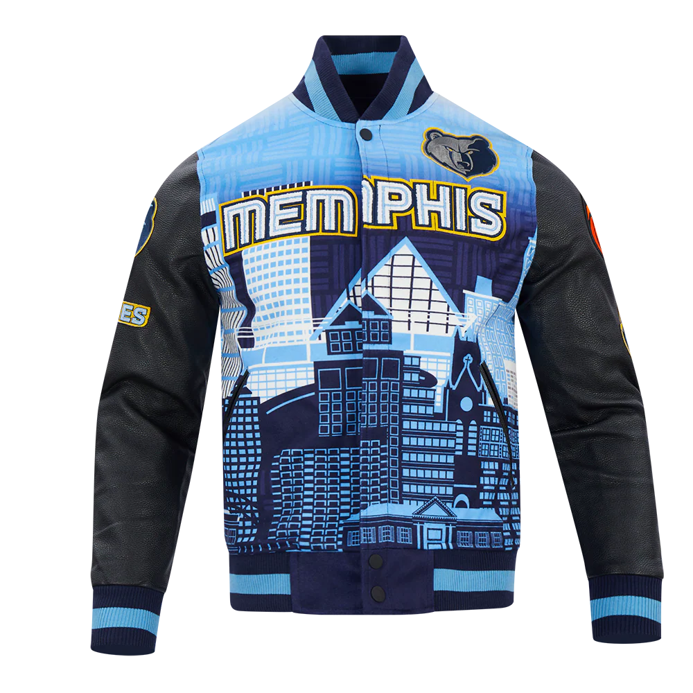NBA MEMPHIS GRIZZLIES REMIX MEN'S VARSITY JACKET (BLUE)
