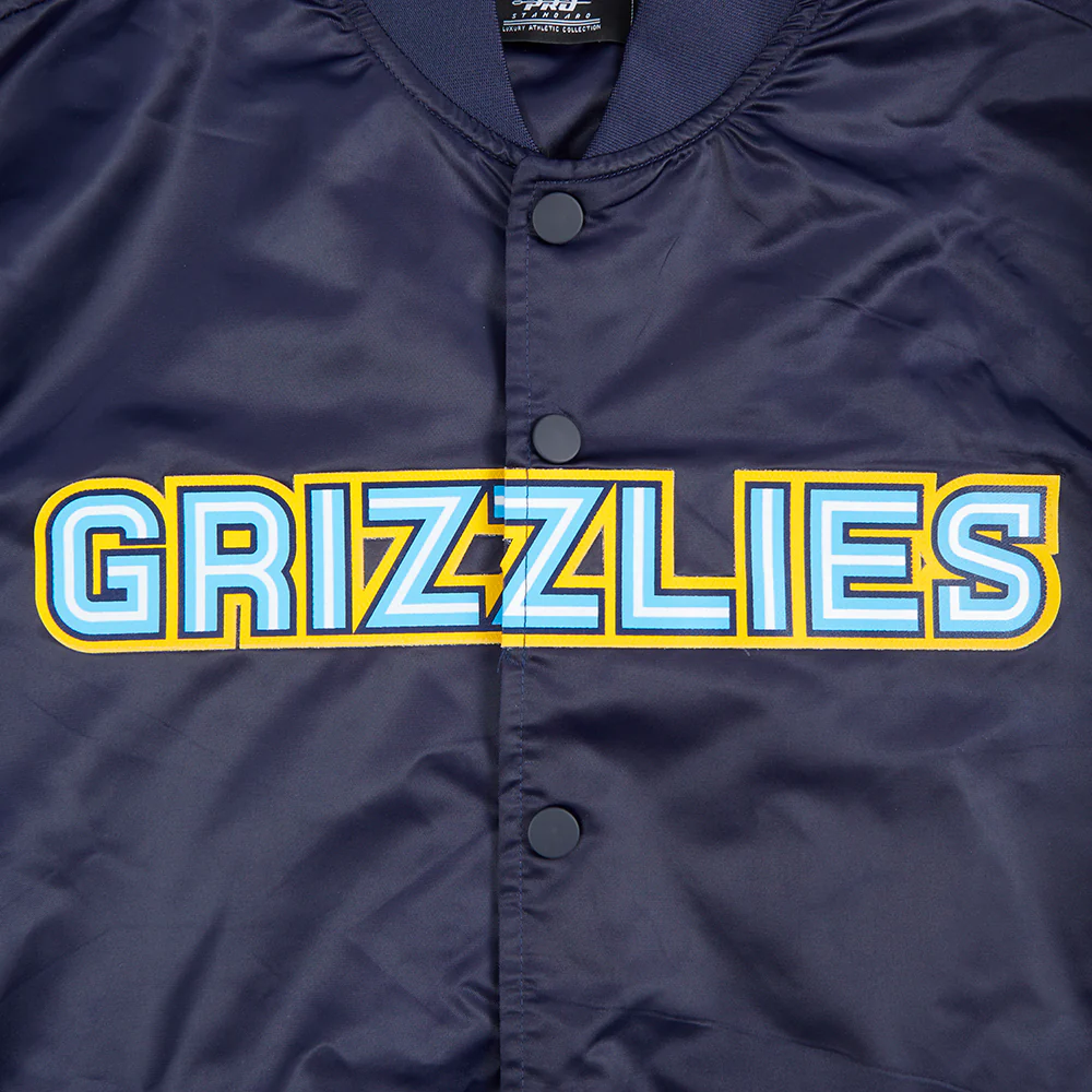 NBA MEMPHIS GRIZZLIES BIG LOGO MEN'S SATIN JACKET (MIDNIGHT NAVY) - Image 5