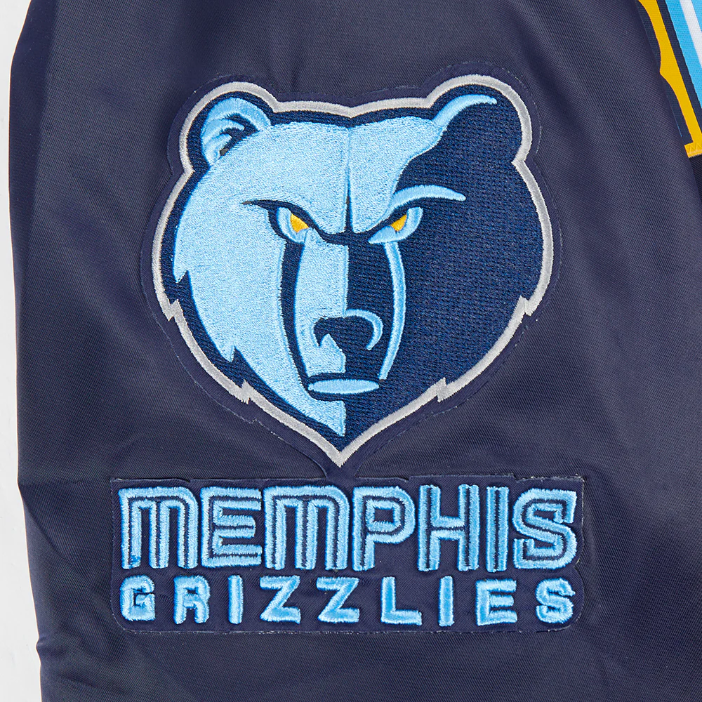 NBA MEMPHIS GRIZZLIES BIG LOGO MEN'S SATIN JACKET (MIDNIGHT NAVY) - Image 7