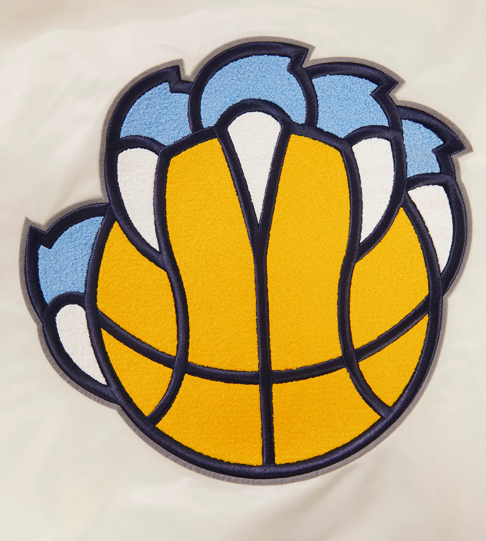 NBA MEMPHIS GRIZZLIES RETRO CLASSIC MEN'S RIB SATIN JACKET (EGGSHELL/UNIVERSAL BLUE) - Image 5