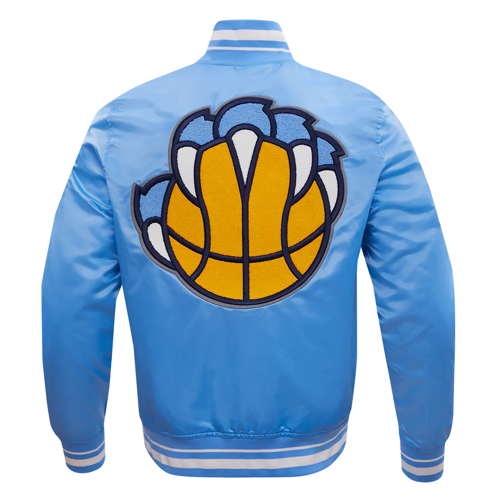 NBA MEMPHIS GRIZZLIES RETRO CLASSIC MEN'S RIB SATIN JACKET (UNIVERSITY BLUE) - Image 3