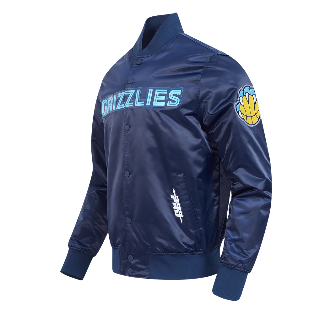 NBA MEMPHIS GRIZZLIES CLASSIC SATIN JACKET (MIDNIGHT NAVY) - Image 2