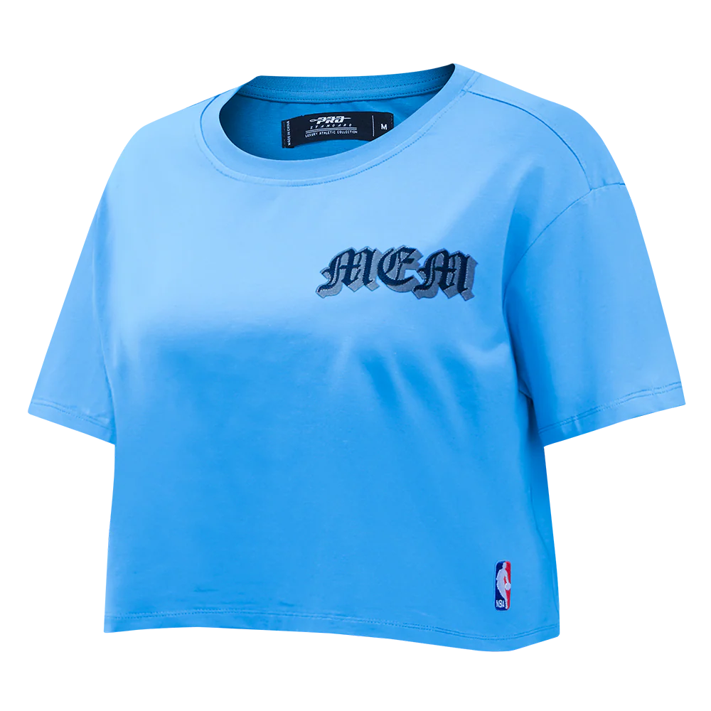 NBA MEMPHIS GRIZZLIES OLD ENGLISH WOMEN'S SJ BOXY TEE (UNIVERSITY BLUE) - Image 2