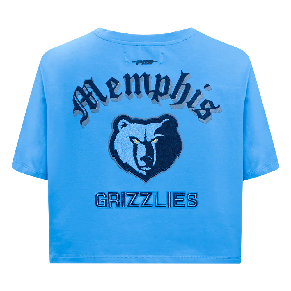 NBA MEMPHIS GRIZZLIES OLD ENGLISH WOMEN'S SJ BOXY TEE (UNIVERSITY BLUE) - Image 3