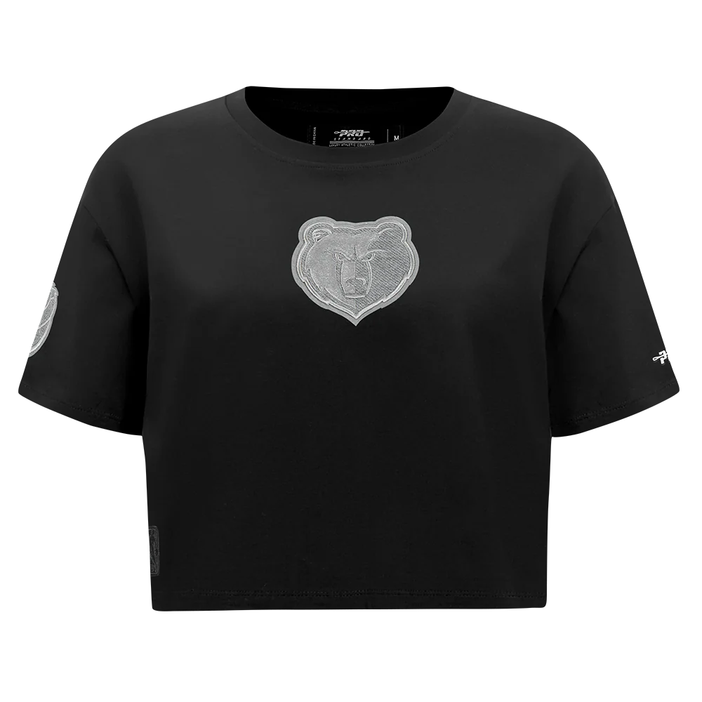 NBA MEMPHIS GRIZZLIES REVERSE FRENCH TERRY WOMEN'S SINGLE JERSEY BOXY TEE (BLACK)