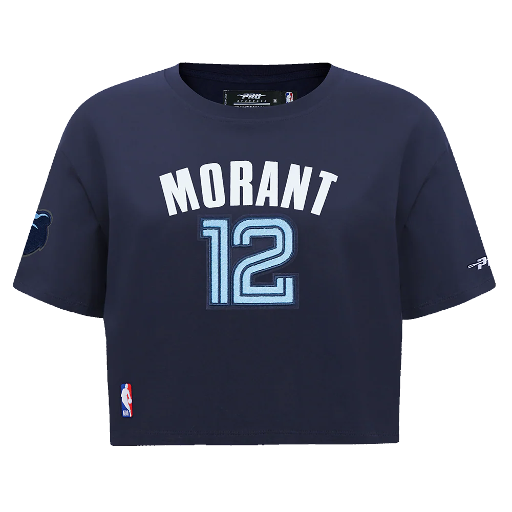 NBA MEMPHIS GRIZZLIES JA MORANT #12 CLASSIC PNN WOMEN'S SJ BOXY TEE (MIDNIGHT NAVY)