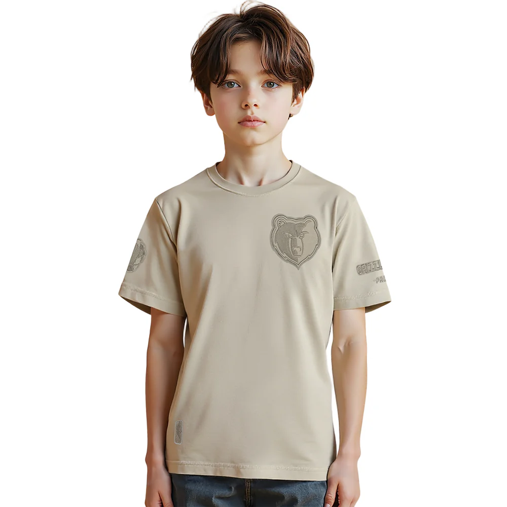 NBA MEMPHIS GRIZZLIES NEUTRAL BIG BOYS SINGLE JERSEY TEE (TAUPE)