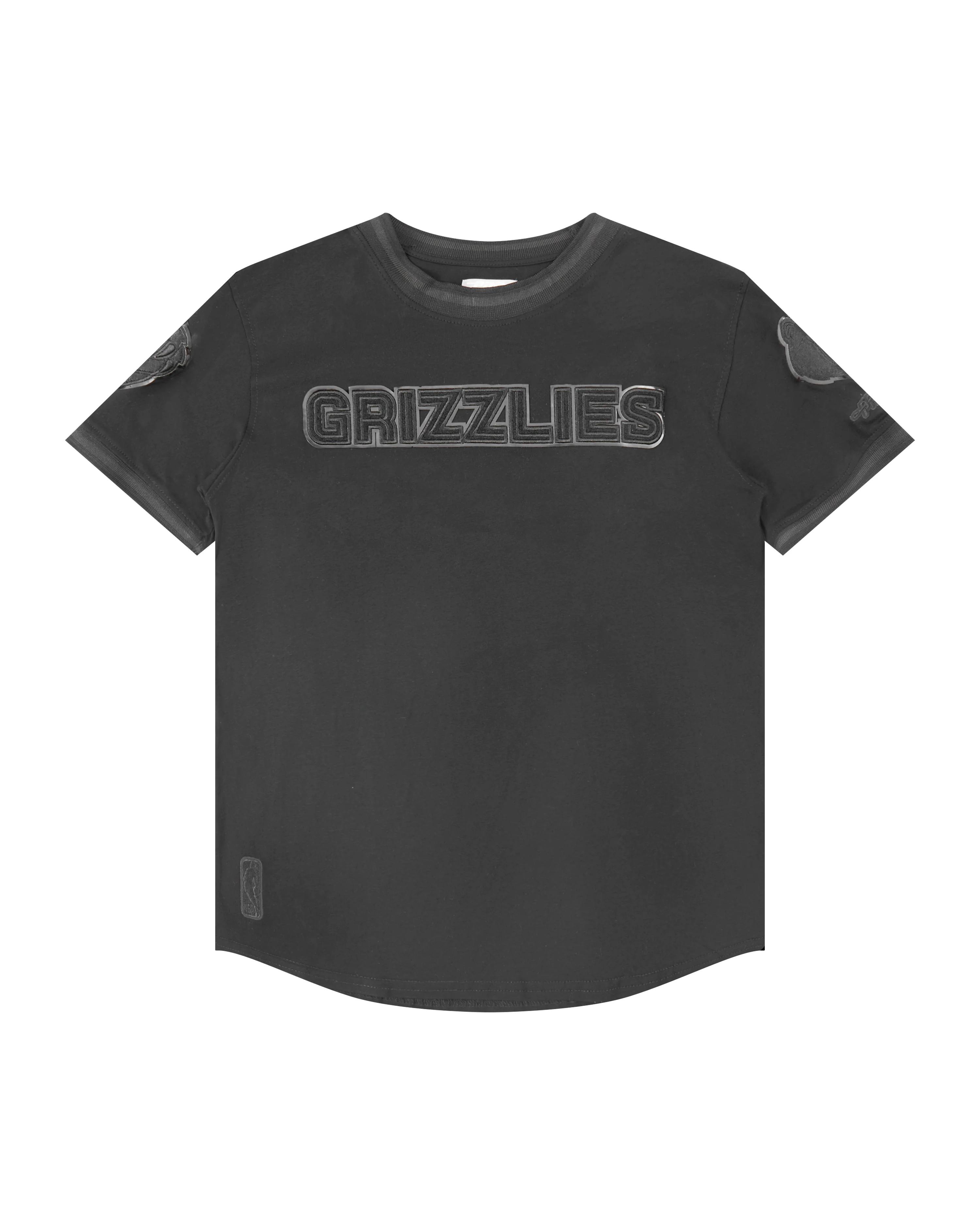 NBA MEMPHIS GRIZZLIES TRIPLE BLACK BIG BOYS SHORT SLEEVE STRIPED RIB TEE (JET BLACK)