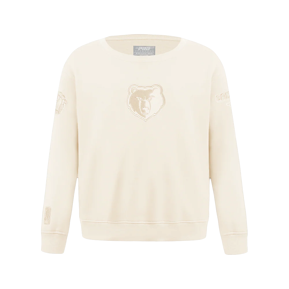 NBA MEMPHIS GRIZZLIES NEUTRAL BIG BOYS FLEECE CREWNECK (EGGSHELL)