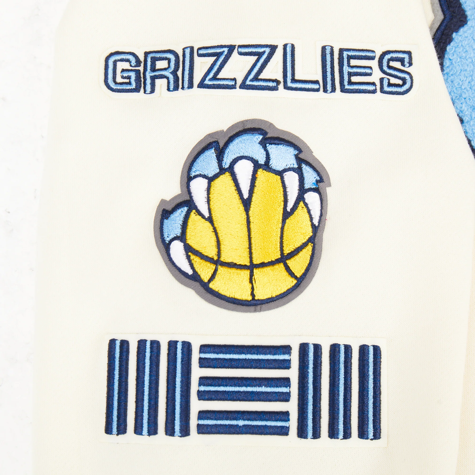 NBA MEMPHIS GRIZZLIES RETRO CLASSIC BIG BOYS RIB FLEECE PULLOVER HOODIE (EGGSHELL/ UNIVERSITY BLUE) - Image 4