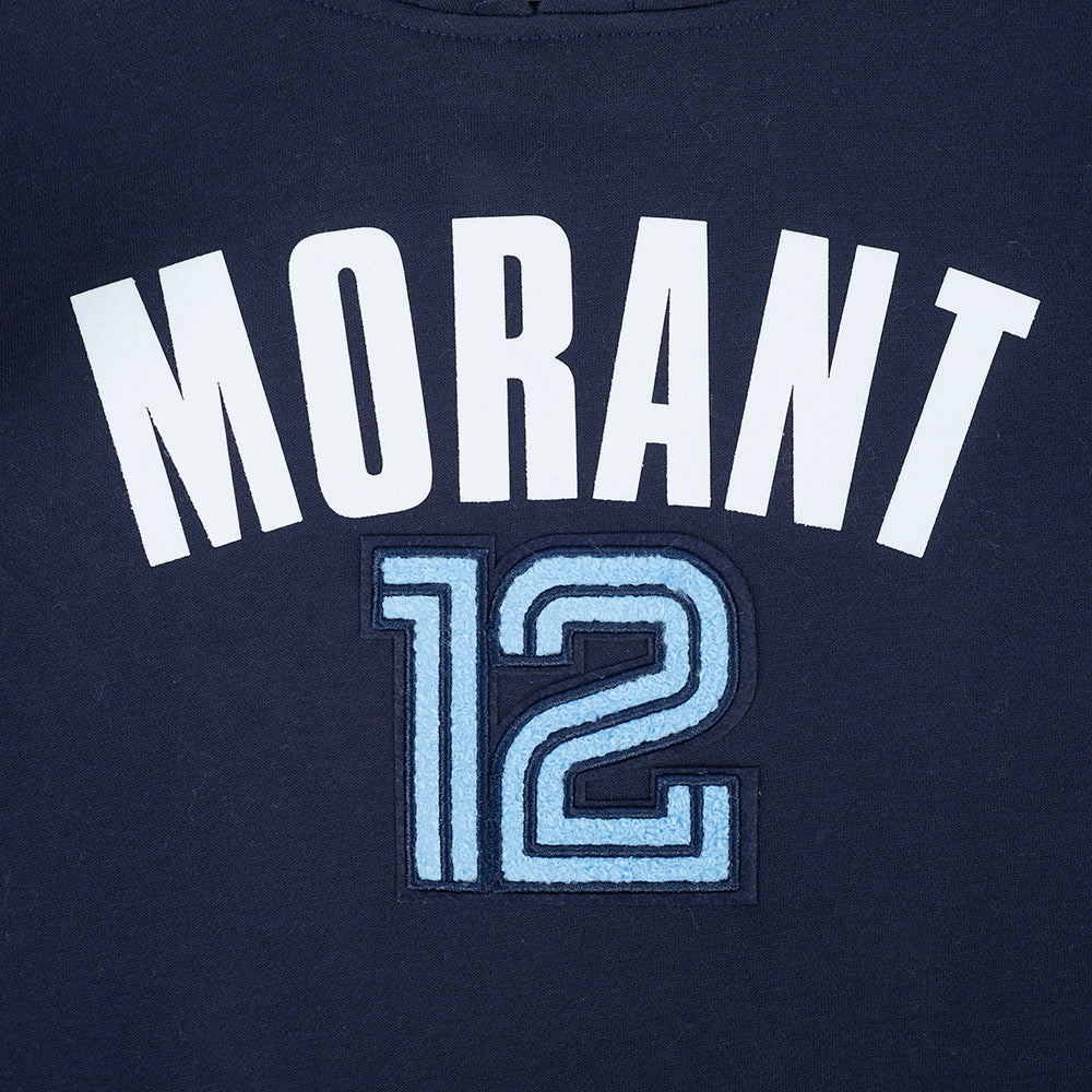 NBA MEMPHIS GRIZZLIES JA MORANT #12 CLASSIC PNN BIG BOY'S FLEECE PO HOO (MIDNIGHT NAVY) - Image 5