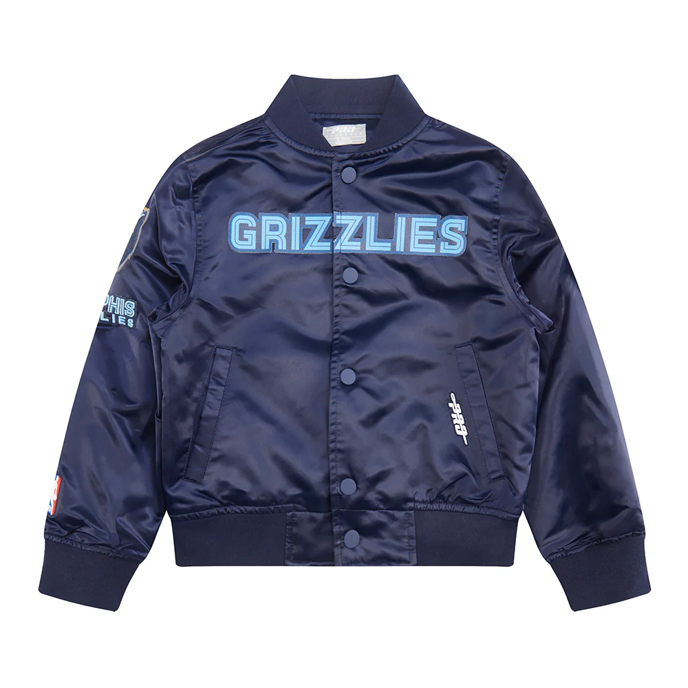 NBA MEMPHIS GRIZZLIES CLASSIC BIG BOYS SATIN JACKET (MIDNIGHT NAVY) - Image 3