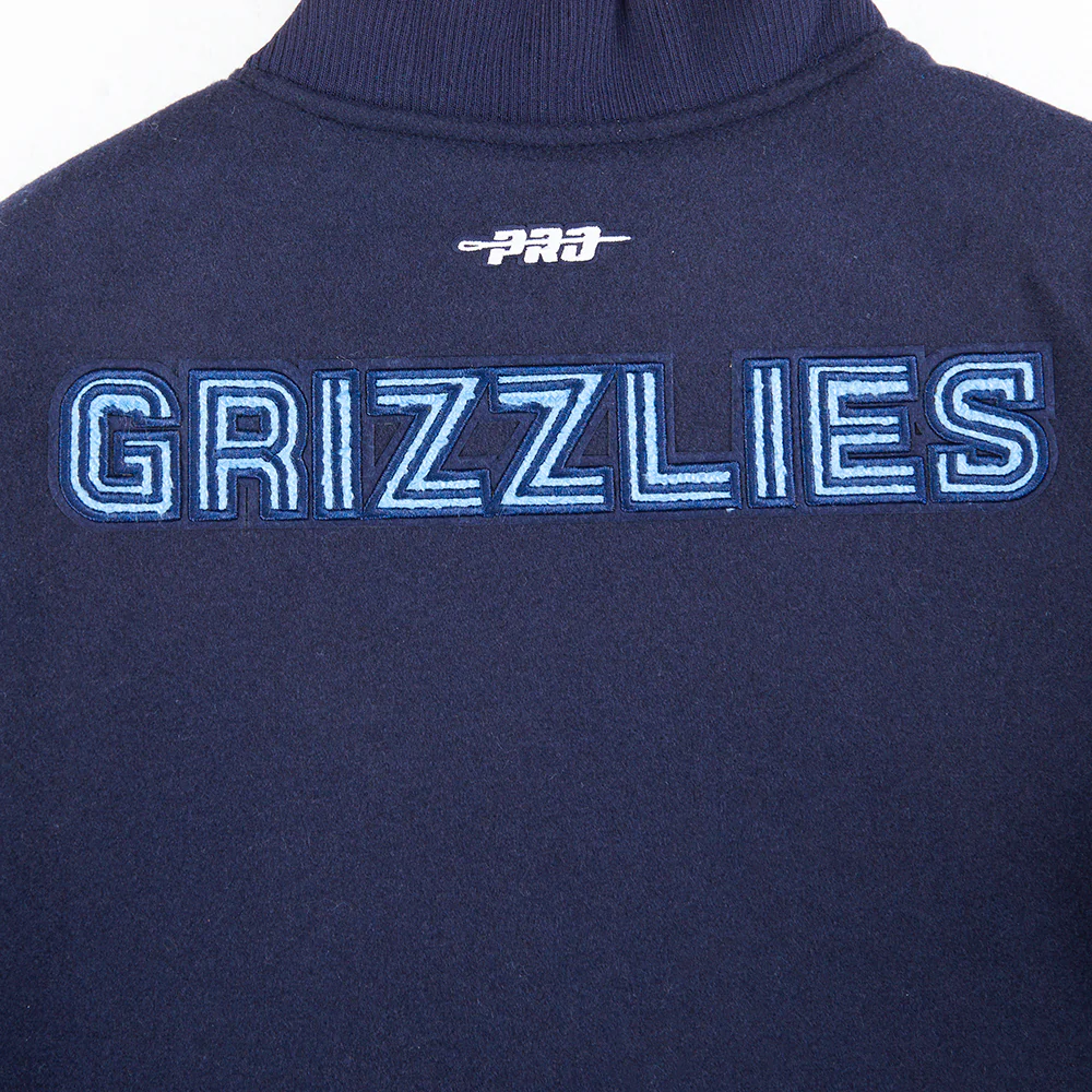 NBA MEMPHIS GRIZZLIES CLASSIC BIG BOYS WOOL VARSITY JACKET (MIDNIGHT NAVY/WHITE) - Image 5
