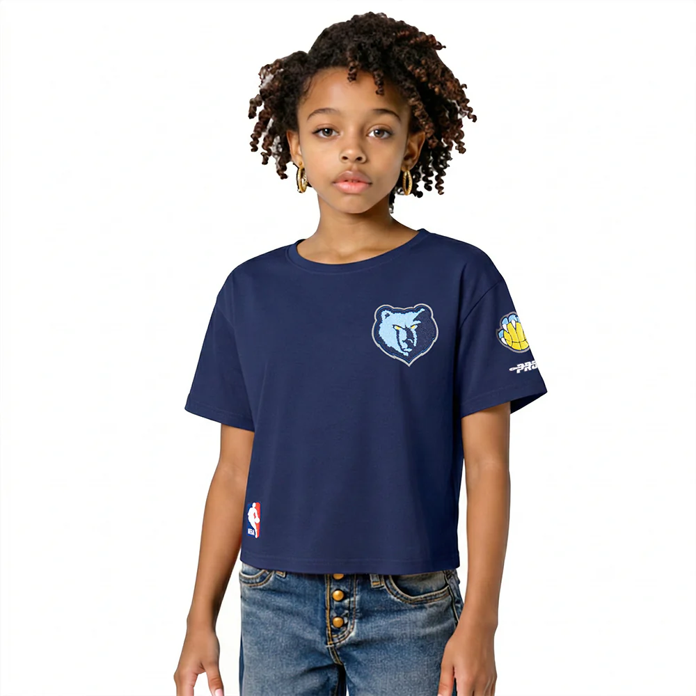 NBA MEMPHIS GRIZZLIES CLASSIC BIG GIRLS SHORT SLEEVE BOXY TEE (MIDNIGHT NAVY)