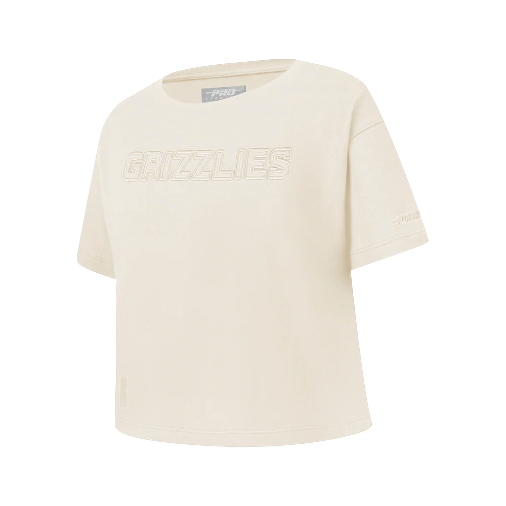 NBA MEMPHIS GRIZZLIES NEUTRAL BIG GIRLS SHORT SLEEVE BOXY TEE (EGGSHELL) - Image 2