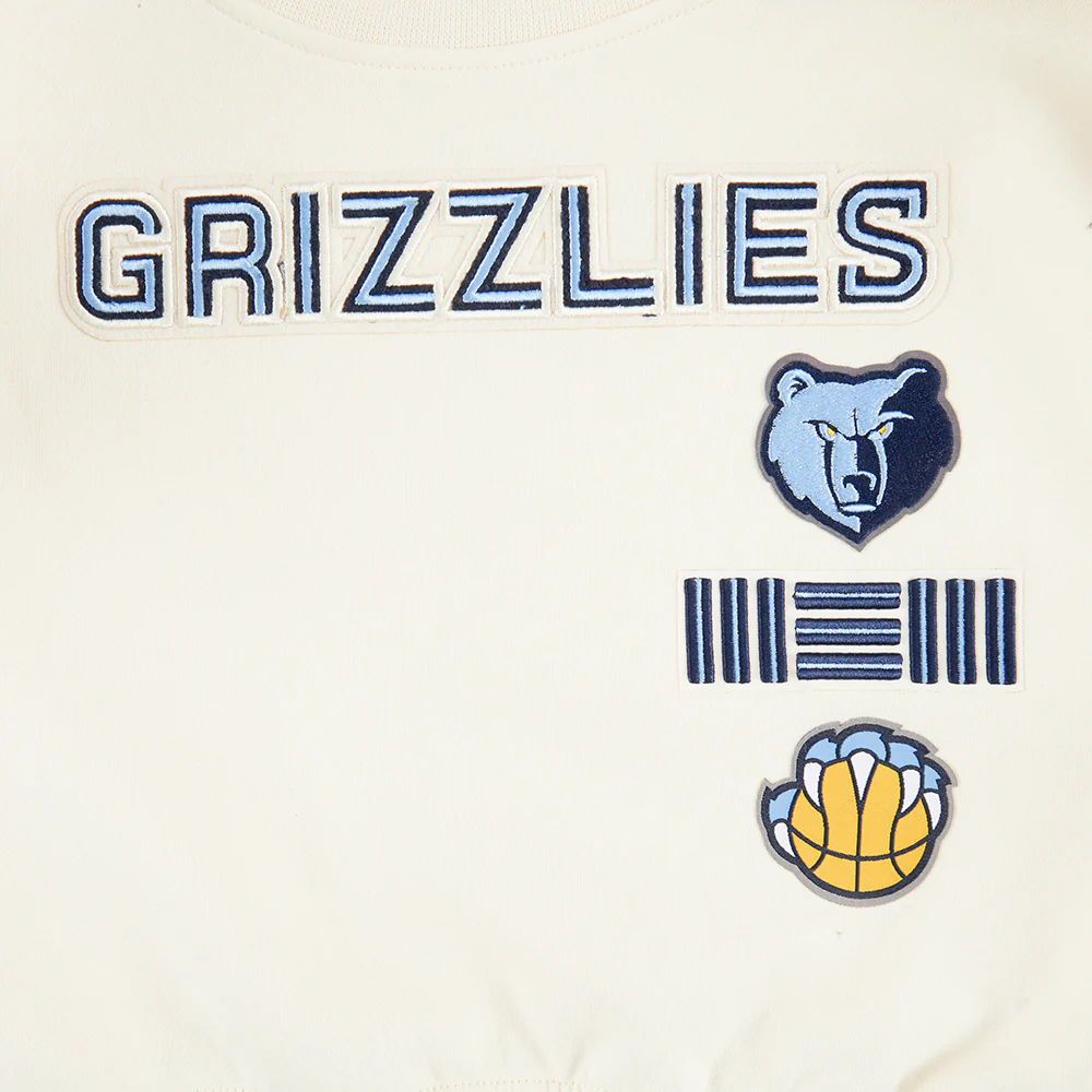 NBA MEMPHIS GRIZZLIES RETRO CLASSIC BIG GIRLS RIB FLEECE CREWNECK (EGGSHELL/ UNIVERSITY BLUE) - Image 6