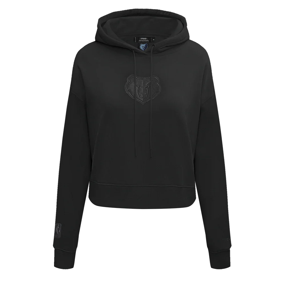 NBA MEMPHIS GRIZZLIES NEUTRAL WOMEN'S CROPPED PULLOVER HOODIE (BLACK)