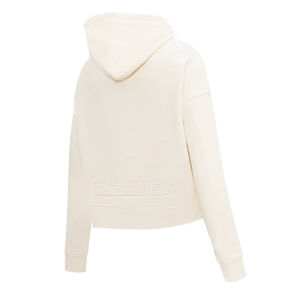 NBA MEMPHIS GRIZZLIES NEUTRAL WOMEN'S CROPPED PULLOVER HOODIE (EGGSHELL) - Image 4