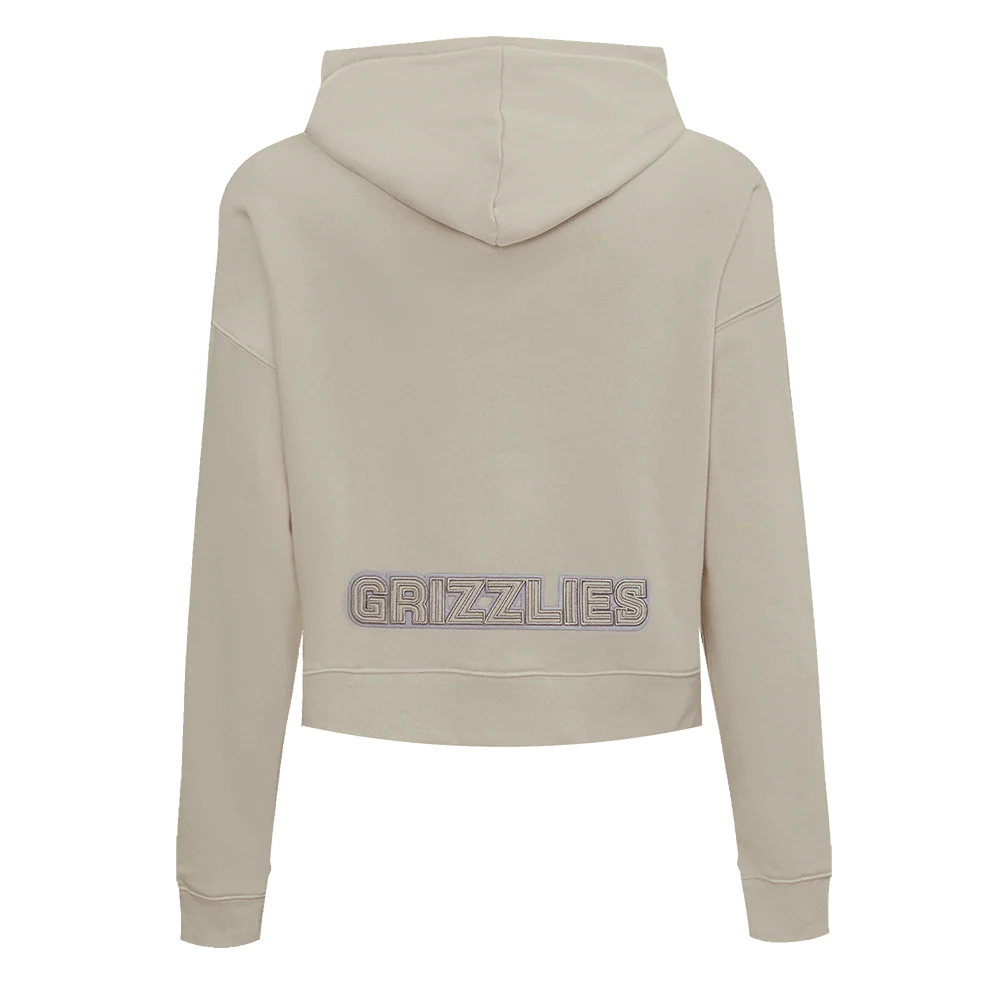 NBA MEMPHIS GRIZZLIES NEUTRAL WOMEN'S CROPPED PULLOVER HOODIE (TAUPE) - Image 3