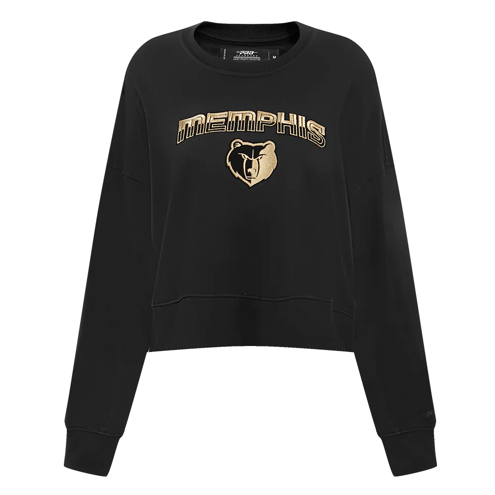 NBA MEMPHIS GRIZZLIES HOLIDAY GLAM WOMEN'S FLC CREWNECK (BLACK)