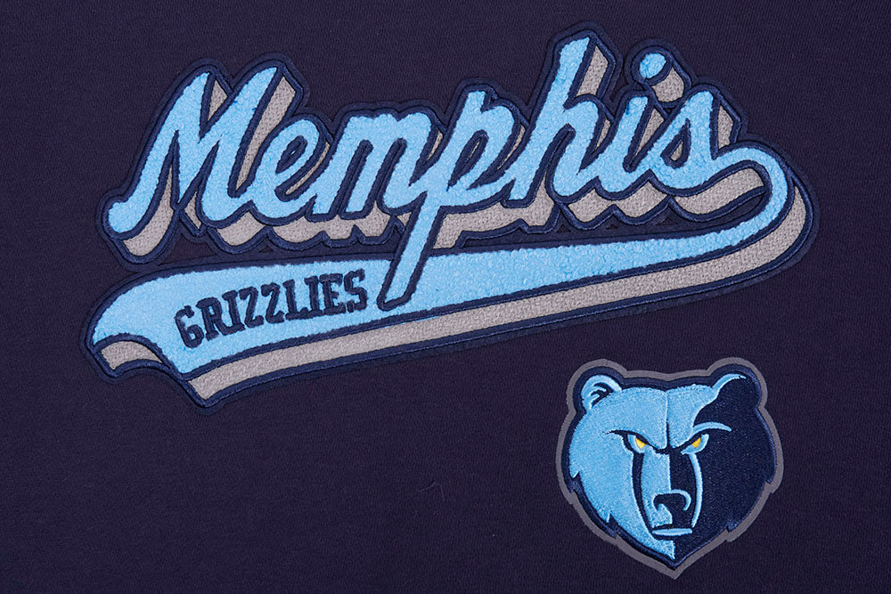 NBA MEMPHIS GRIZZLIES SCRIPT TAIL WOMEN'S RIB FLEECE CROPPED PULLOVER HOODIE (MIDNIGHT NAVY) - Image 5