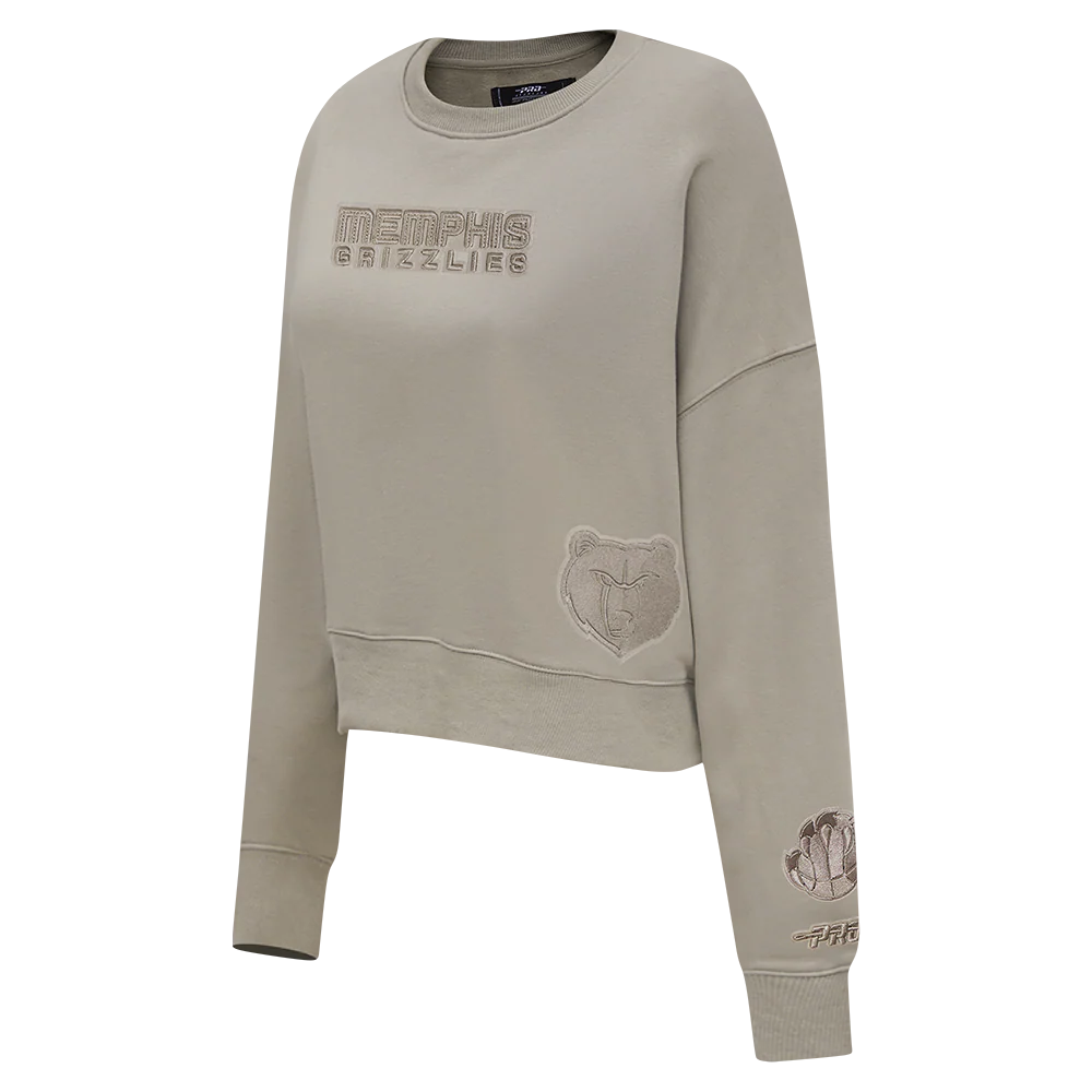 NBA MEMPHIS GRIZZLIES WINGSPAN WOMEN'S FLEECE CREWNECK (TAUPE) - Image 3