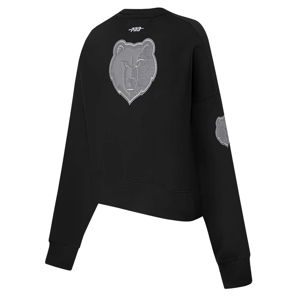 NBA MEMPHIS GRIZZLIES REVERSE FRENCH TERRY WOMEN'S FLEECE CREWNECK (BLACK) - Image 4