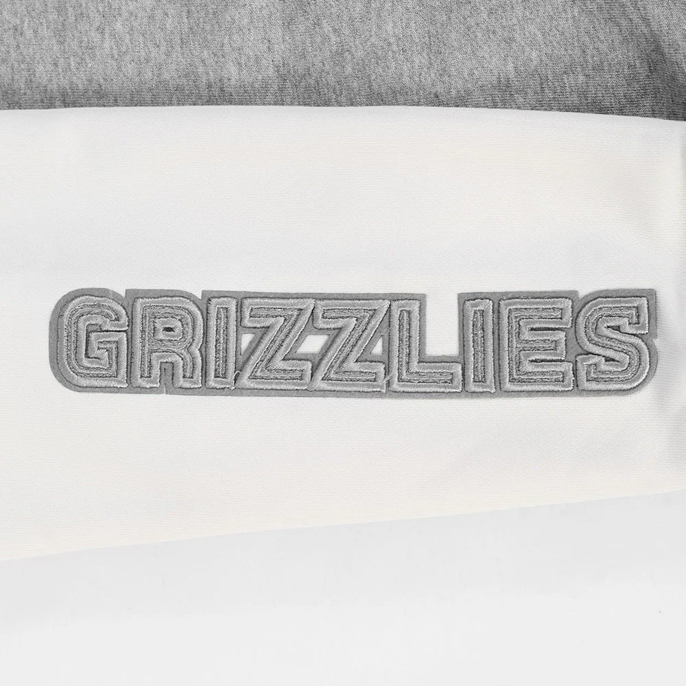 NBA MEMPHIS GRIZZLIES REVERSE FRENCH TERRY WOMEN'S COLOR BLOCK FLEECE FULL ZIP HOODIE (BLACK/GRAY/EGGSHELL) - Image 5