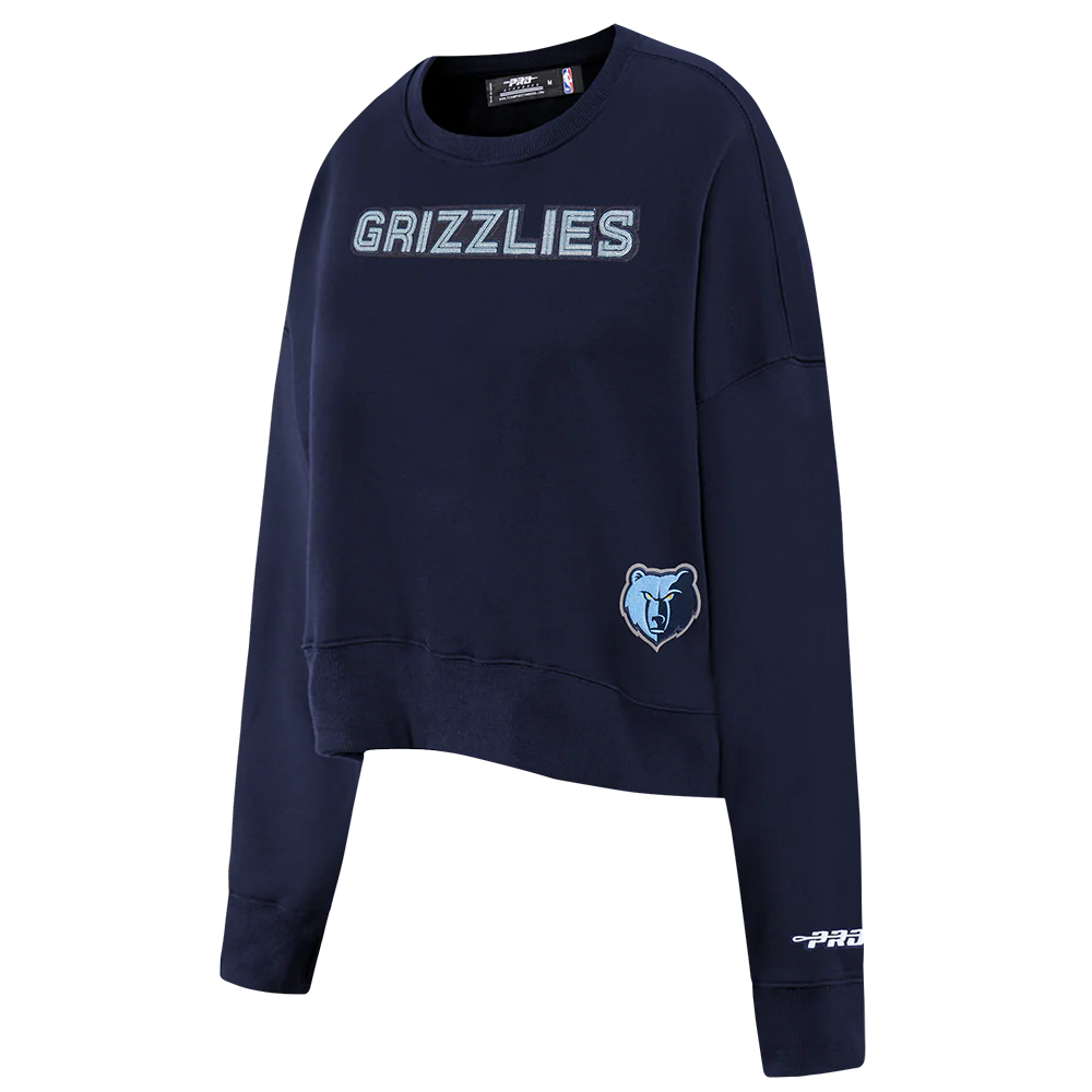 NBA MEMPHIS GRIZZLIES GAME DAY CLASSICS WOMEN'S DOUBLE KNIT CREWNECK (MIDNIGHT NAVY) - Image 2