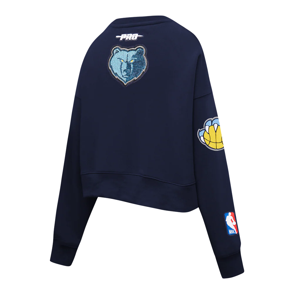 NBA MEMPHIS GRIZZLIES GAME DAY CLASSICS WOMEN'S DOUBLE KNIT CREWNECK (MIDNIGHT NAVY) - Image 4