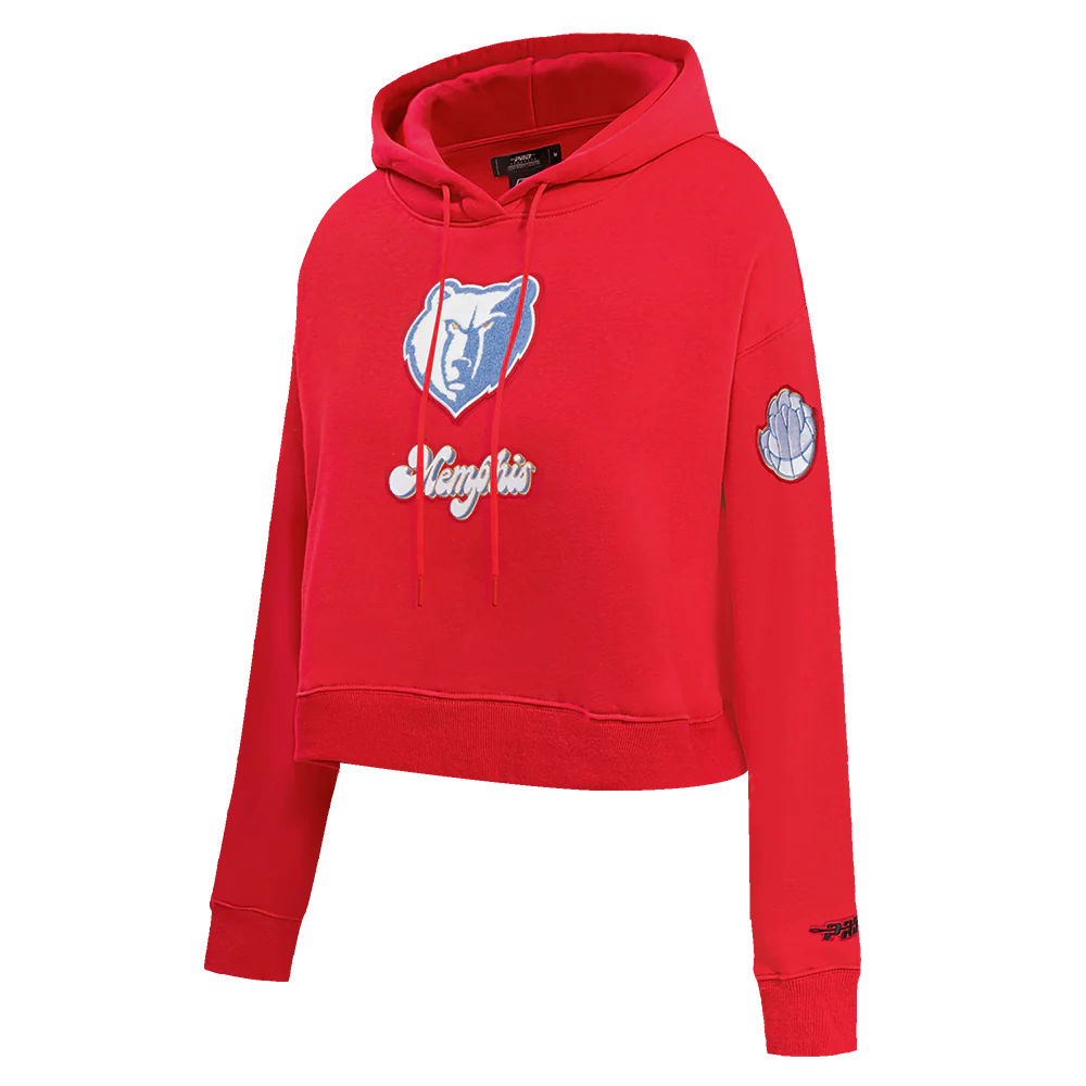 NBA MEMPHIS GRIZZLIES CITY EDITION 24-25 WOMEN'S FLEECE CROPPED PULLOVER HOODIE (RED) - Image 2