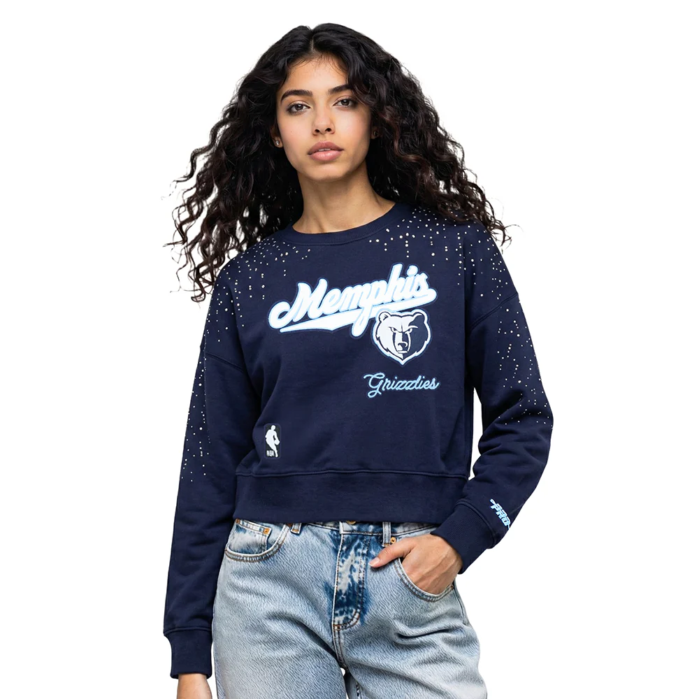 NBA MEMPHIS GRIZZLIES LEGACY WOMEN'S FLC CREWNECK (MIDNIGHT NAVY)