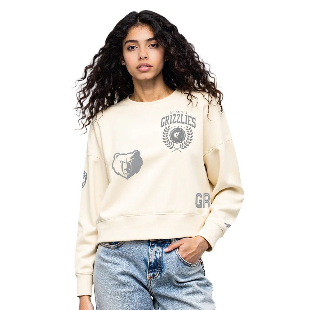 NBA MEMPHIS GRIZZLIES STREET TEAM WOMEN'S FLC CREWNECK (EGGSHELL)