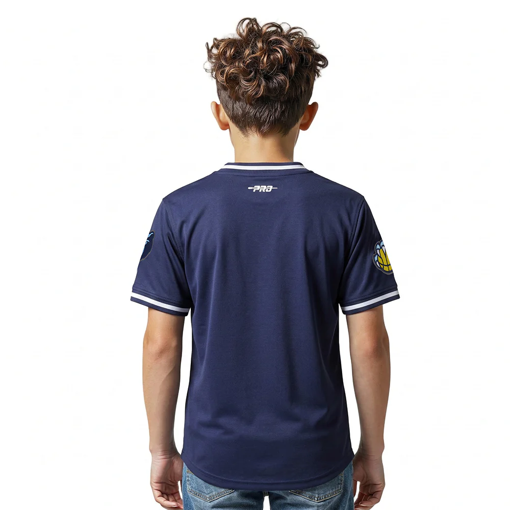 NBA MEMPHIS GRIZZLIES CLASSIC LITTLE BOYS SHORT SLEEVE STRIPED RIB TEE (MIDNIGHT NAVY) - Image 2