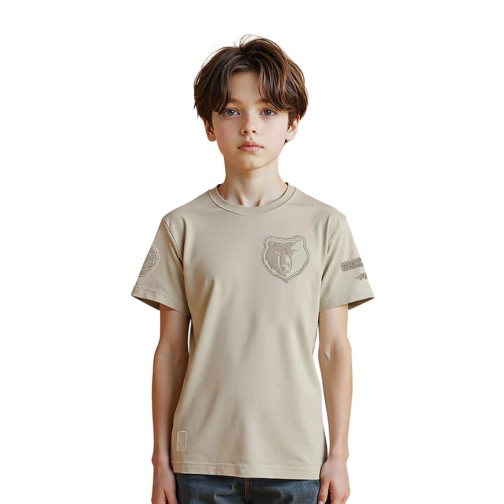 NBA MEMPHIS GRIZZLIES NEUTRAL LITTLE BOYS SHORT SLEEVE TEE (TAUPE)