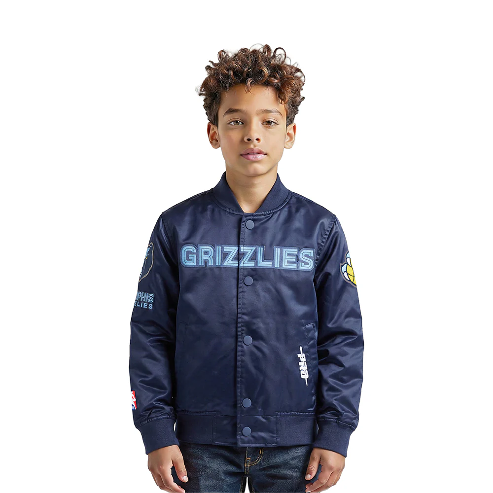 NBA MEMPHIS GRIZZLIES CLASSIC LITTLE BOYS SATIN JACKET (MIDNIGHT NAVY)