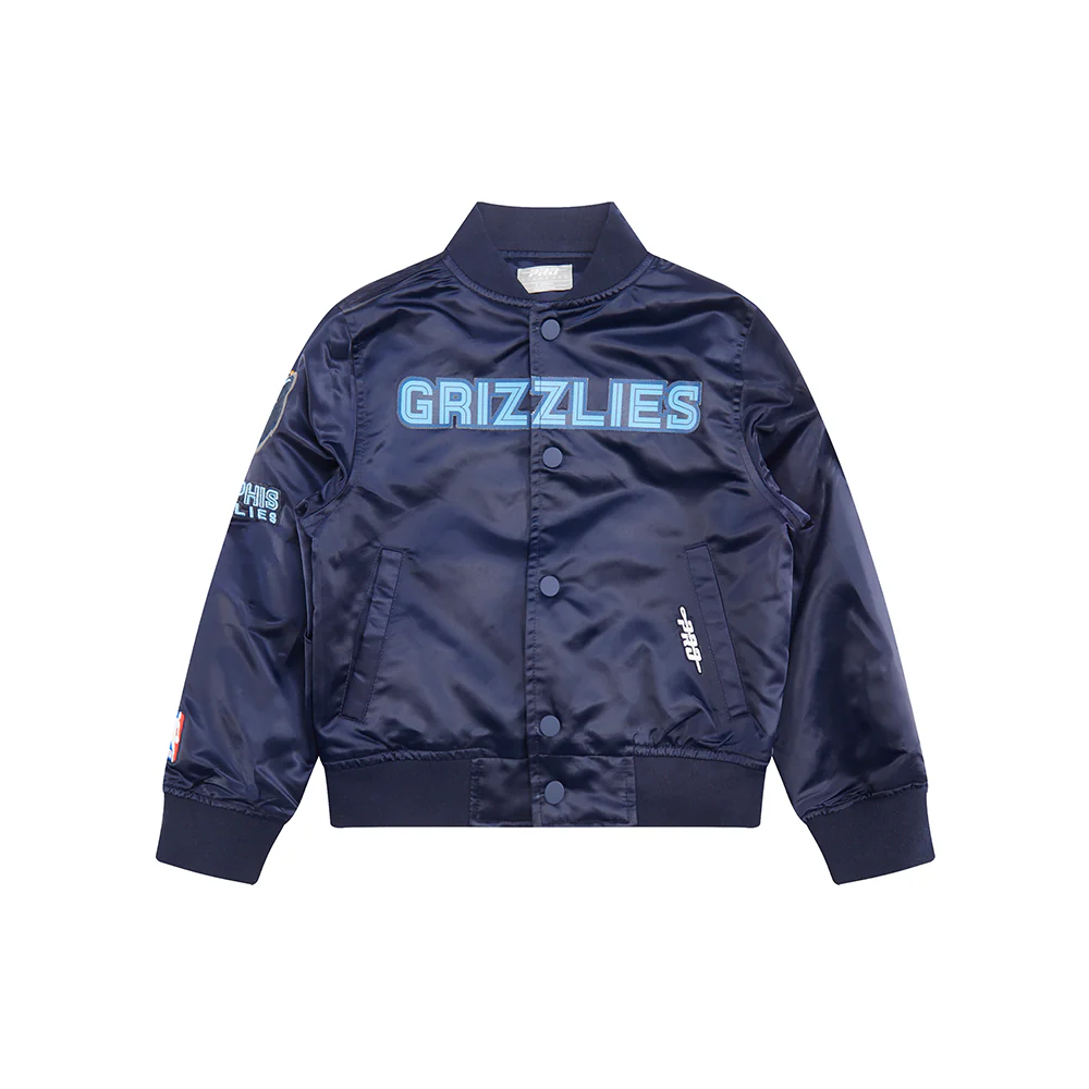 NBA MEMPHIS GRIZZLIES CLASSIC LITTLE BOYS SATIN JACKET (MIDNIGHT NAVY) - Image 3