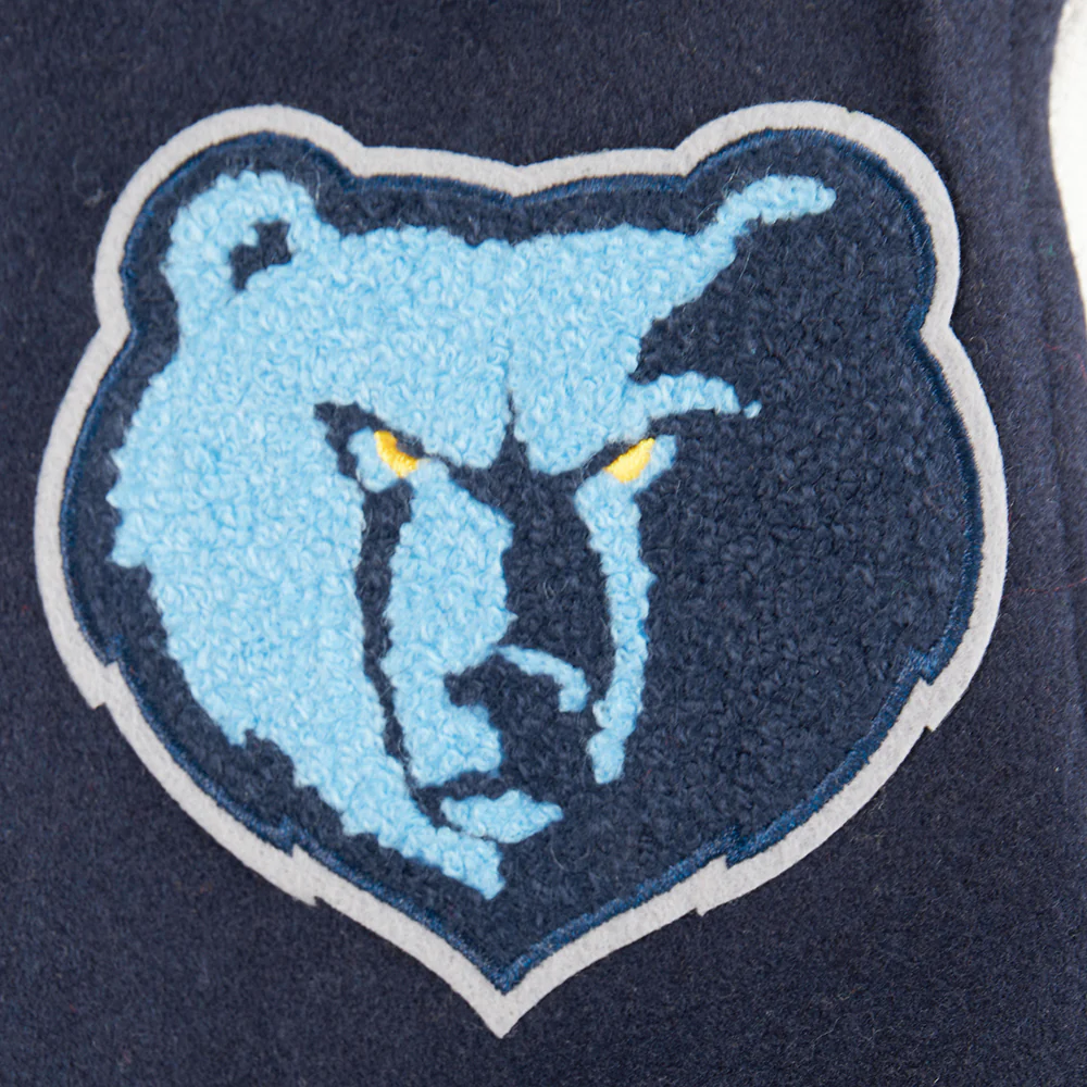 NBA MEMPHIS GRIZZLIES CLASSIC LITTLE BOYS WOOL VARSITY JACKET (MIDNIGHT NAVY/WHITE) - Image 8