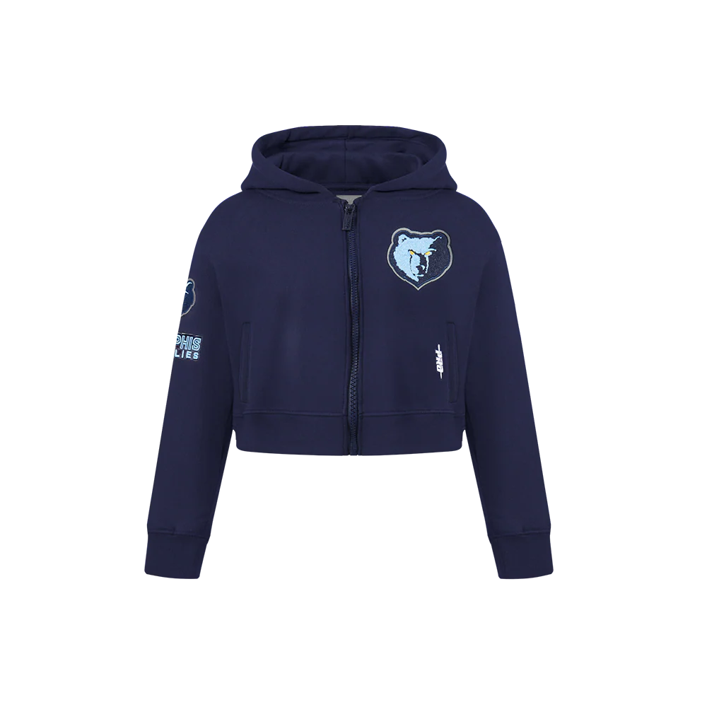 NBA MEMPHIS GRIZZLIES CLASSIC LITTLE GIRLS FLEECE FULL ZIP HOODIE (MIDNIGHT NAVY)