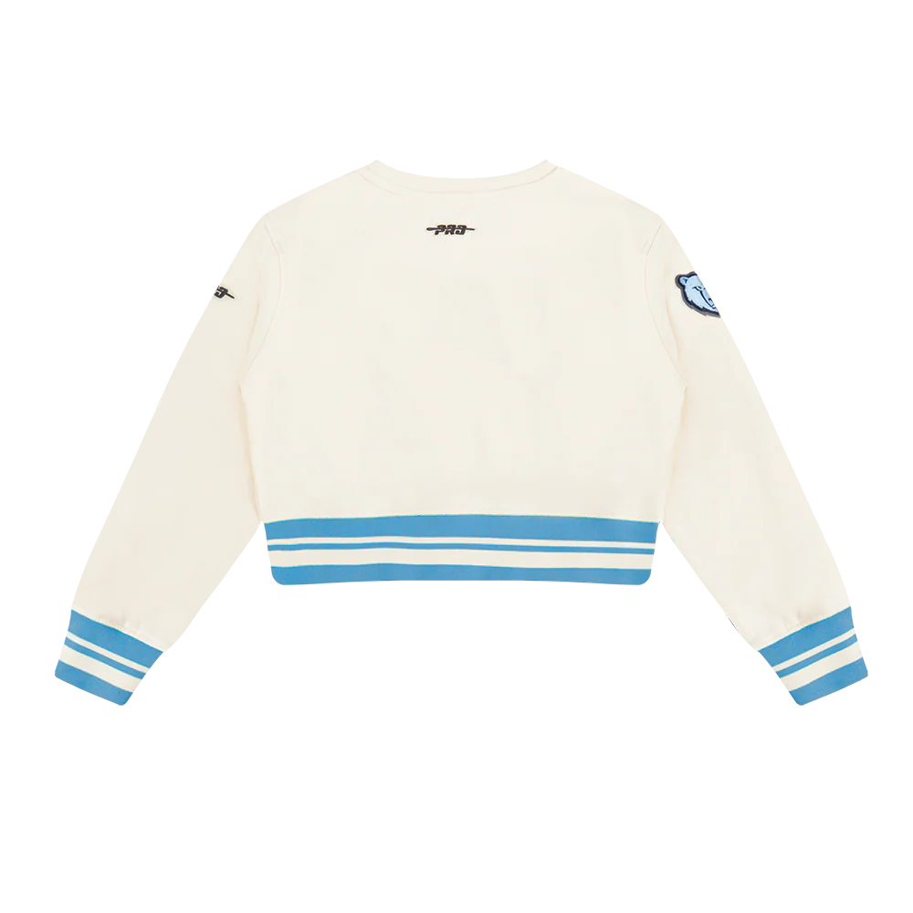 NBA MEMPHIS GRIZZLIES RETRO CLASSIC LITTLE GIRLS RIB FLEECE CREWNECK (EGGSHELL/ UNIVERSITY BLUE) - Image 4