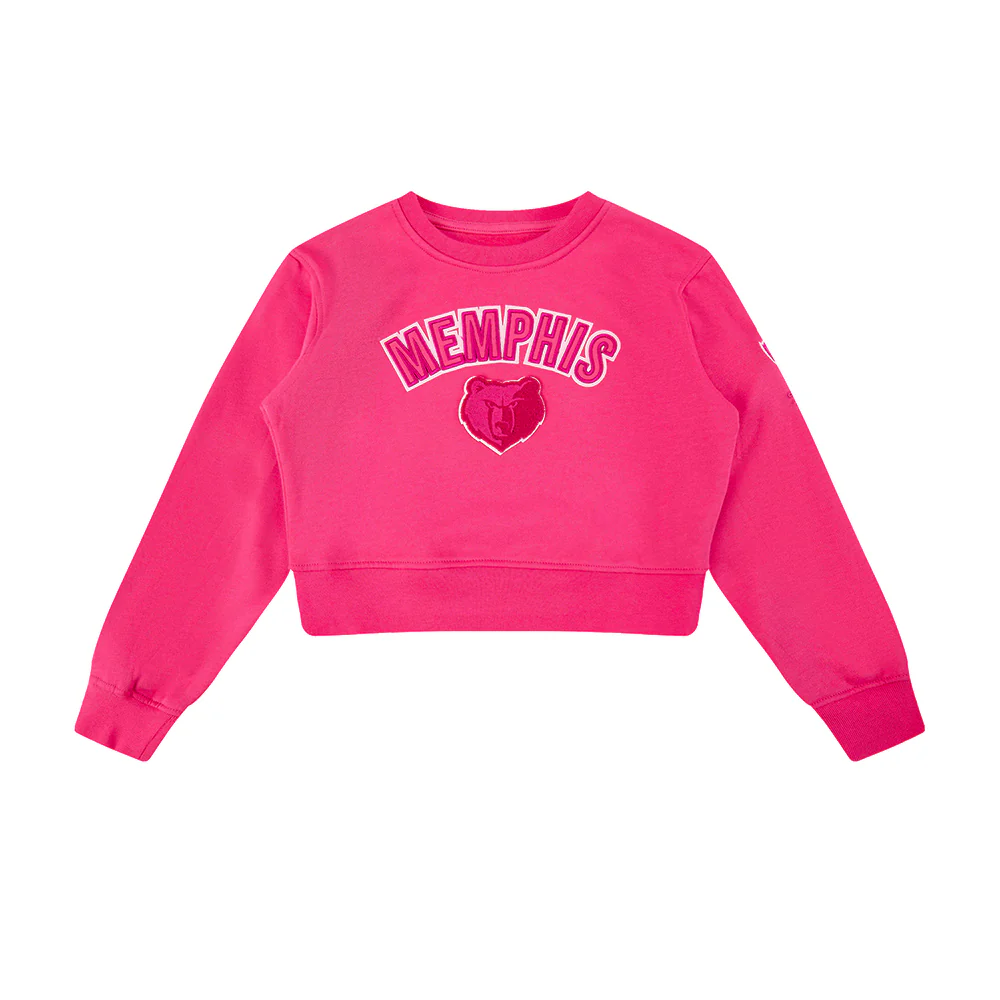NBA MEMPHIS GRIZZLIES TRIPLE PINK LITTLE GIRLS  FLEECE CREWNECK (BEETROOT PURPLE) - Image 3