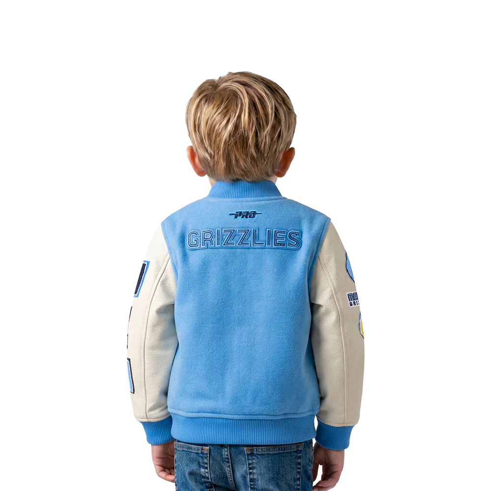 NBA MEMPHIS GRIZZLIES CLASSIC TODDLER BOYS WOOL VARSITY JACKET (UNIVERSITY BLUE/WHITE) - Image 2