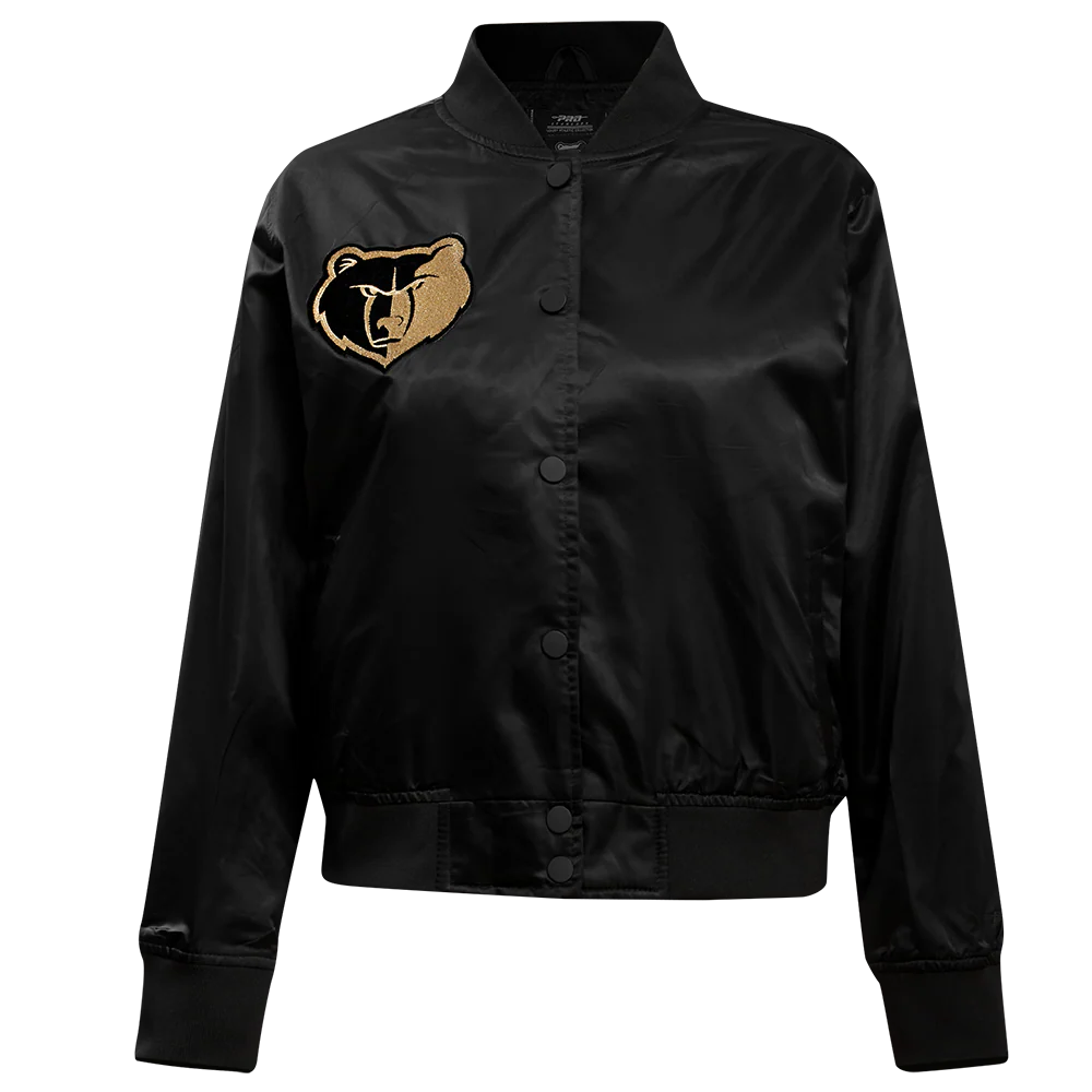 NBA MEMPHIS GRIZZLIES HOLIDAY GLAM WOMEN'S SATIN JACKET (BLACK)
