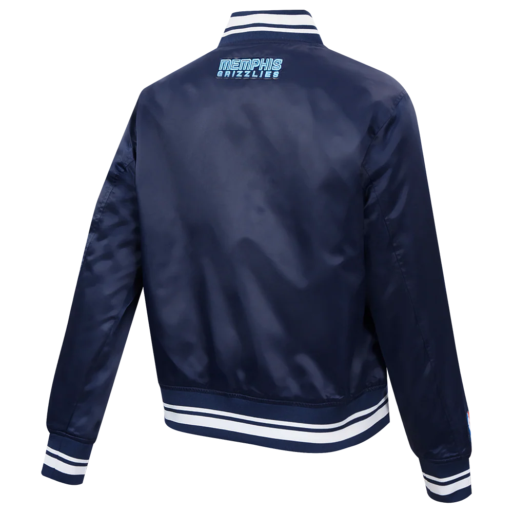 NBA MEMPHIS GRIZZLIES SCRIPT TAIL WOMEN'S SATIN JACKET (MIDNIGHT NAVY) - Image 4