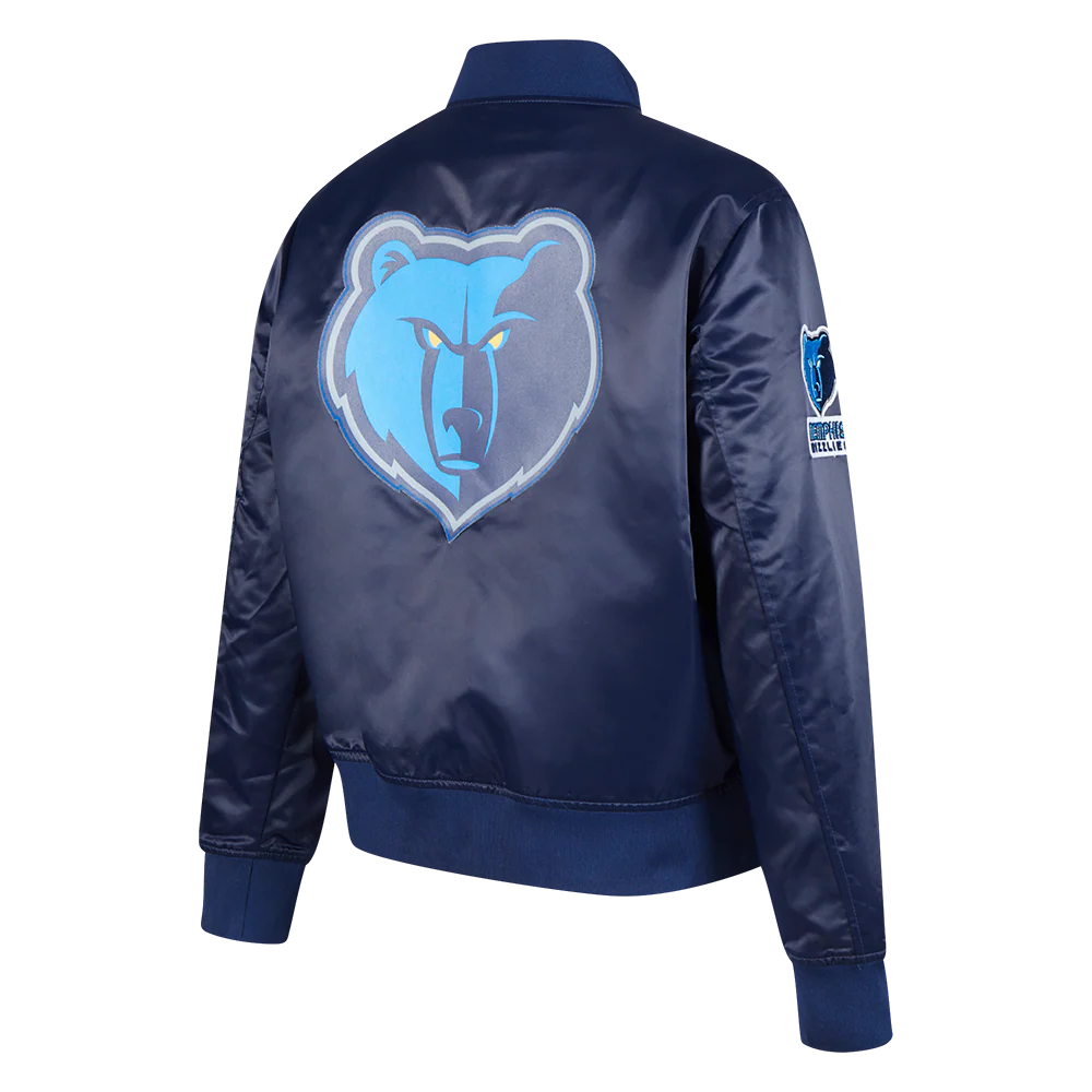 NBA MEMPHIS GRIZZLIES CLASSIC WOMEN'S SATIN JACKET (MIDNIGHT NAVY) - Image 4