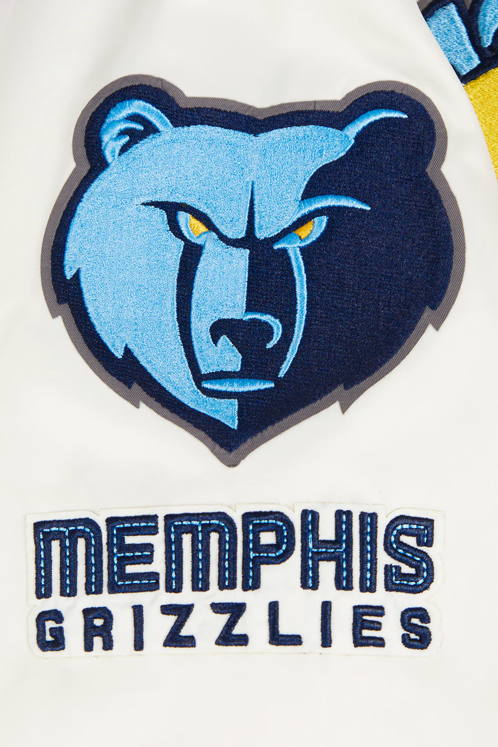 NBA MEMPHIS GRIZZLIES RETRO CLASSIC WOMEN'S RIB SATIN JACKET (EGGSHELL/UNIVERSAL BLUE) - Image 7