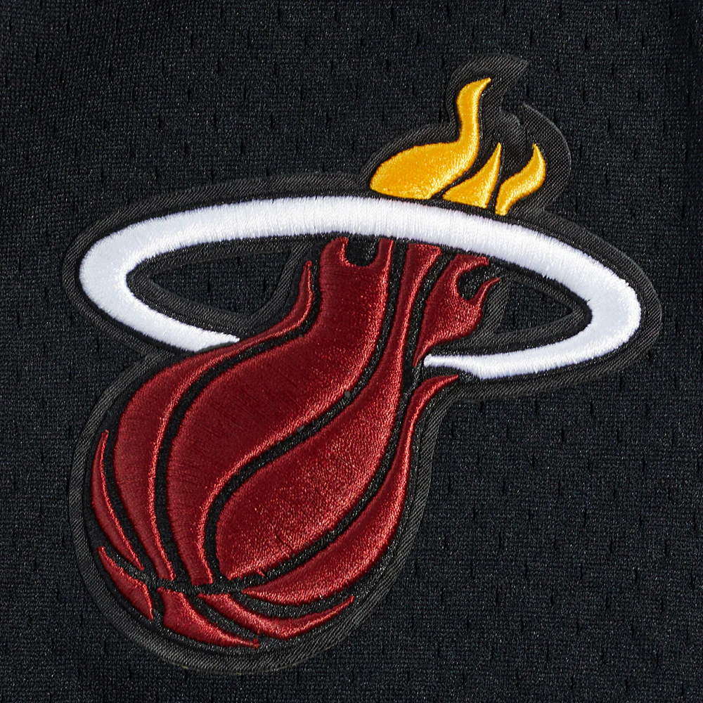 NBA MIAMI HEAT CLASSIC MEN'S MESH BUTTON DOWN SHIRT (BLACK) - Image 6